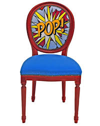 Pop Roy Lichtenstein Inspired Chair Reupholster Chair Dining Art Furniture Art Chair