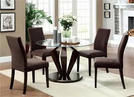48 Lancy I Dark Walnut Round Glass Top Table Set Round Dining Table Modern Glass Top Dining Table Glass Dining Table Set