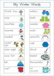 Winter Word Wall Vocabulary Winter Words Word Wall Kindergarten Writing