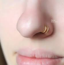 No Piercing Tiny Small Nose Rings Double Ring Cuff Nostril Etsy In 2021 Nose Piercing Fake Ear Piercings Nose Ring