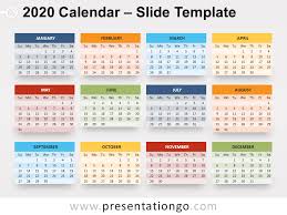 2020 Calendar For Powerpoint And Google Slides Calendar Template Business Powerpoint Templates Powerpoint Slide Designs