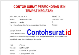 Contoh Surat Permohonan Izin Tempat Kegiatan Surat Tempat Kartu