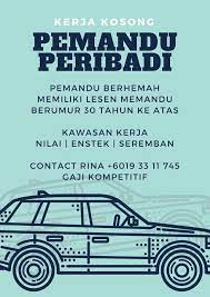 Bekas penasihat peribadi dr rozmey didakwa pecah amanah metrotv. Three Azucenas Kerja Kosong Pemandu Peribadi 30 Tahun Ke Atas Memiliki Lesen Memandu Kereta Pemandu Berhemah Kawasan Kerja Nilai Enstek Seremban Sepang Sendayan Dan Sekawasan Dengannya Contact Rina 6019 33 11