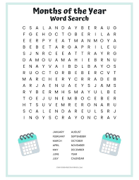 A Free Printable Months Of The Year Word Search Puzzle Worksheet This Activity Is Great Months In A Year Learning English For Kids English Worksheets For Kids