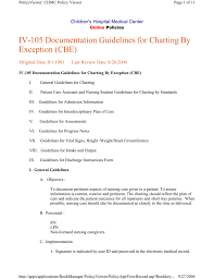 Iv 105 Documentation Guidelines For Charting By Exception Cbe