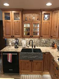 Rustic Kitchen New Showplace Cabinetry Rustic Alder Natural Stain With Black Glaze Additional Distr Stained Kitchen Cabinets Black Cabinets Rustic Kitchen