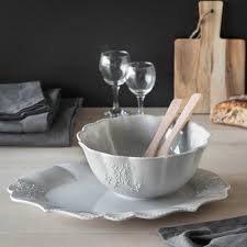 Maisons Du Monde Bourgeoisie Collection Gray Saladier Plat En Faience Grise