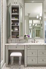 60 bathroom vanity with makeup area june 23, 2016 by beebe this 60 bathroom vanity with makeup area graphic has 18 dominated colors, which include mid tan, wool tweed, breen, pullman brown, del sol maize, bavarian sweet mustard, blue depression, powdered cocoa, dwarf fortress, peach cider, sunset cruise, yellow emulsion, escargot, ivory. Gray Bath Vanity With Lucite Stool Transitional Bathroom Bathroom Remodel Master Sophisticated Bathroom Bathrooms Remodel