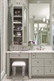 Small vanities & sinks you can squeeze into even the tiniest bathroom. Gray Bath Vanity With Lucite Stool Transitional Bathroom Sophisticated Bathroom Bathrooms Remodel Bathroom Remodel Master