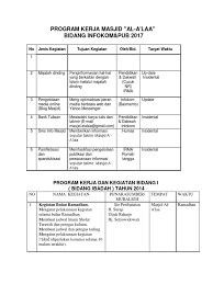 Djii802 tahun 2014 tentang standar pembinaan manajemen masjid. Contoh Program Kerja Masjid