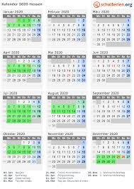 Kalender 2020 Mit Ferien Und Feiertagen Hessen Ferien Kalender Schulferien Ferien Thuringen