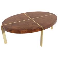 Burlwood And Brass Coffee Or Cocktail Table By Milo Baughman Burled Wood Coffee Table Table