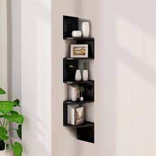 Choisissez entre le verre, le métal, le bois verni ou mélaminé pour votre étagère murale noire ou grise. Etagere Murale D Angle Design Contemporain 5 Niveaux 20l 20l 123h Cm Noir Cdiscount Maison