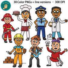 This Is A Set Of 30 Color Pngs Plus 30 Line Version Pngs Showing Kids In Various Professions Jobs That S 60 Pngs In Total There A Clip Art Professions Art