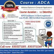 Take advantage of many job opportunities after completing the dca course in computer. Adca Is A Course Asharaj Foundation Career Institute Facebook
