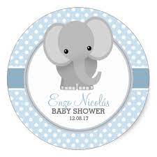 Baby Elephant Blue Baby Shower Classic Round Sticker Zazzle Ca Baby Shower Yellow Blue Baby Shower Baby Shower Stickers