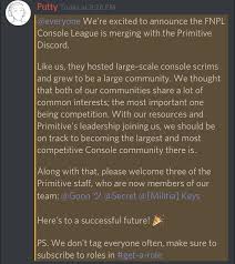Find public discord servers to join or add your own discord server! Fnpl Console Scrims Discord To Merge With Primitive Scrims Fortnitecompetitive