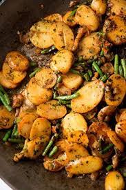 Poele De Pommes De Terre Bœuf Haricots Verts Et Champignons Recette De Plat Recettes De Cuisine Plats Cuisines