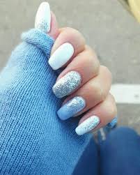 White Light Blue Glitter Silver Gel Nails Blue Gel Nails Silver Glitter Nails Light Blue Nails