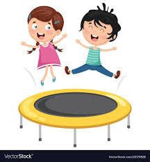 Of Kids Playing Trampoline Vector Image On Vectorstock Kids Playing Verbs For Kids Cat Vector