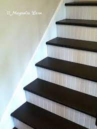Stair Redo With Painted Treads And Beadboard Risers 11 Magnolia Lane Diy Stairs Basement Steps Redo Stairs
