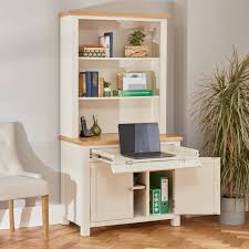 Hideaway wall desk mounts easily at standing height or traditional sitting. Cotswold Cream Painted Hideaway Computer Desk With Bookcase Top The Furniture Market