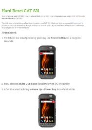 User manual | Hard Reset CAT S31