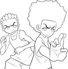Kisspng huey freeman coloring book child star cartoon hand. Huey And Riley Freeman From Boondocks Coloring Page Free Printable Coloring Pages For Kids