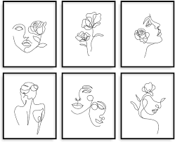 In minimal art, less is more. Amazon Com Whaline 6 Pack Minimalist Line Art Prints 11 X 14 Inch Abstract Single Line Wall Art Poster Waterproof Black White Female Face Flower Aesthetic Drawing Paintings For Living Room Bedroom College