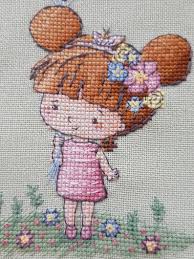 14 count, 30.30w x 29.75h cm 16 count, 26.51w x 26.03h… Cute Little Girl With Balloons And Flowers Baby Girl Cross Etsy Its A Girl Balloons Kawaii Cross Stitch Small Cross Stitch