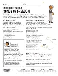 Underground Railroad Songs Of Freedom Worksheet Education Com In 2020 Underground Railroad Underground Education Com