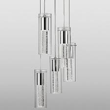 The Kuzco Lighting Pd4404 Led Multi Light Pendant Features Hanging Crystals Inside Clear Glass Tubular Multi Light Pendant Pendant Lighting Led Pendant Lights
