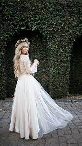Boho Bride Camilla Lace Bell Sleeve Top And Willow Maxi Tulle Skirt By Bliss Tulle Model Stephani Wedding Dress Long Sleeve Wedding Skirt Wedding Dresses