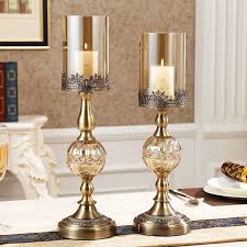 Hurricane Candleholder Bronze Luxury Dining Table Decoration Candle Holders For Home Decor Living Candle Holders Candle Table Decorations Glass Candle Holders