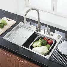 Faucet holes are drilled on 8 centers to accept a wall mounted faucet. Single Bowl Sink For Kitchen Stainless Steel Sink With Drainboard Mf7848a
