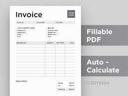 invoice template editable fillable pdf template auto etsy singapore