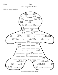 the gingerbread man missing numbers worksheet for 2nd 4th