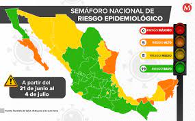 Jun 21, 2021 · la secretaría de salud informó que la ciudad de méxico pasará a color amarillo del semáforo epidemiológico, del 21 de junio y al 4 de julio, a pesar de que las autoridades de la capital habían anunciado la tarde de este viernes 18 de junio que continúan en verde y que habrá aumentos en aforos de algunas actividades como teatros, cines, restaurantes y demás. Semaforo Covid Mexico Mapa Color Por Estados Del 21 Junio 4 Julio