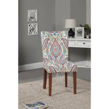 Homepop Coral And Turquoise Paisley Parson Chair Set Of 2 Furniture Accent New Parsons Dining Chairs Linen Dining Chairs Dining Chairs