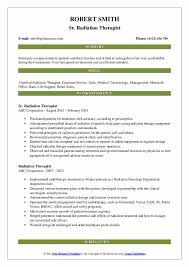 Radiation Therapist Resume Samples Qwikresume