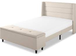 Mattress and foundation/box spring available, sold separately. Peekaboo Modern Upholstered Platform Bed With Storage Ottoman Beige Contemporary Platform Beds By Bpm Houzz