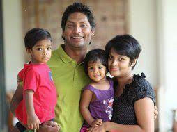 Kumar Sangakkara With His Children And Wife Celebrity Moms