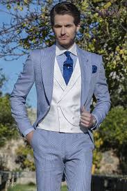 L'uomo celeste, milano (milan, italy). Abito Sposo Tight Fashion Tessuto Pied De Poule Bluette Abiti Estivi Da Uomo Uomini Giacca Abiti Da Mattina