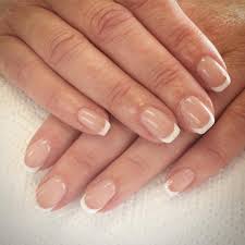 Middle Finger Nail Artisry French Gel Polish On Natural Nails