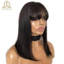 Black Bob Wig With Bangs Human Hair Lace Front Short Bob Wig 613 Blonde Red Peruvian Human Hair Wigs With Bangs Remy Baby Hair For Women Wig Hairstyles Front Lace Wigs Human Hair Human Hair Wigs
