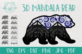 Download 3d Mandala Bear Svg Layered Bear Svg Camping Svg Mountain 687606 Paper Cutting Design Bundles