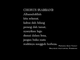 The world now lives in fear. Perang Dah Tamat Malique Featuring Rabbani Youtube