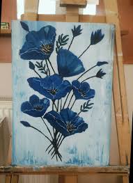 Yagli Boya Gelincik Cicek Oilcolor Flower Art Blue Mavi Sanatsal Resimler Tablolar Sanatsal
