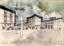 Croquis De Arquitetura Uma Rua No Bairro De Amaralina