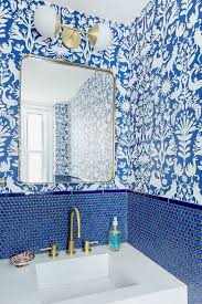 The Top 10 Home Trends From The Annual Pinterest 100 Report Blue Bathroom Tile Powder Room Wallpaper Blue Powder Rooms
